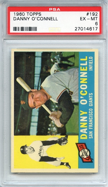 1960 TOPPS 192 DANNY O'CONNELL PSA EX-MT 6
