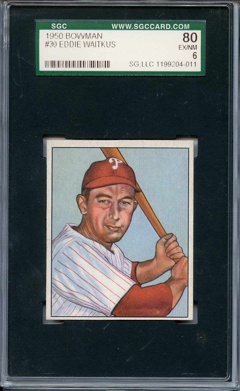 Lot Detail - 1950 BOWMAN 30 EDDIE WAITKUS SGC EX/MT 80 / 6