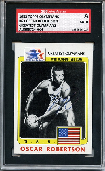 OSCAR ROBERTSON SIGNED 1983 TOPPS OLYMPIANS CARD SGC AUTHENTIC