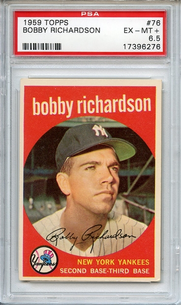 1959 TOPPS 76 BOBBY RICHARDSON PSA EX-MT+ 6.5