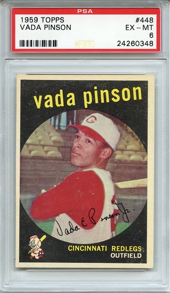 1959 TOPPS 448 VADA PINSON PSA EX-MT 6