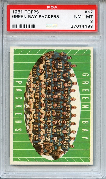 1961 TOPPS 47 GREEN BAY PACKERS PSA NM-MT 8