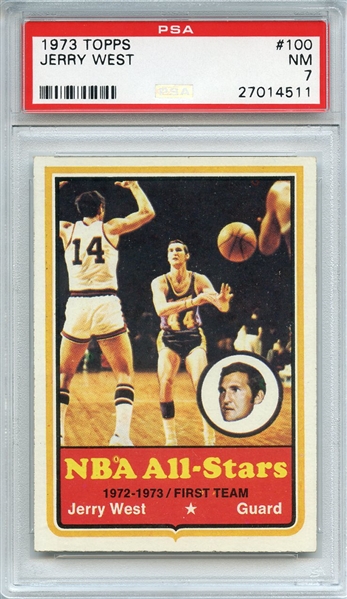 1973 TOPPS 100 JERRY WEST PSA NM 7