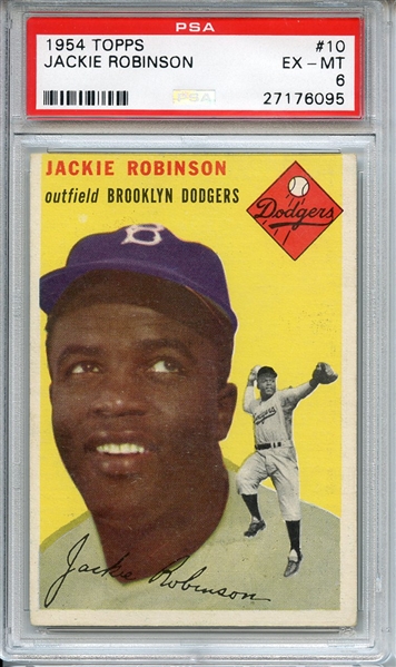 1954 TOPPS 10 JACKIE ROBINSON PSA EX-MT 6
