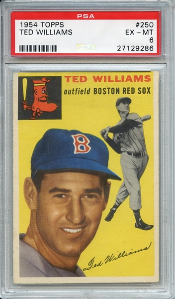 1954 TOPPS 250 TED WILLIAMS PSA EX-MT 6