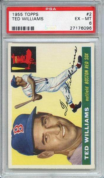 1955 TOPPS 2 TED WILLIAMS PSA EX-MT 6