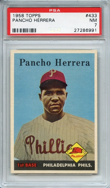 1958 TOPPS 433 PANCHO HERRERA PSA NM 7