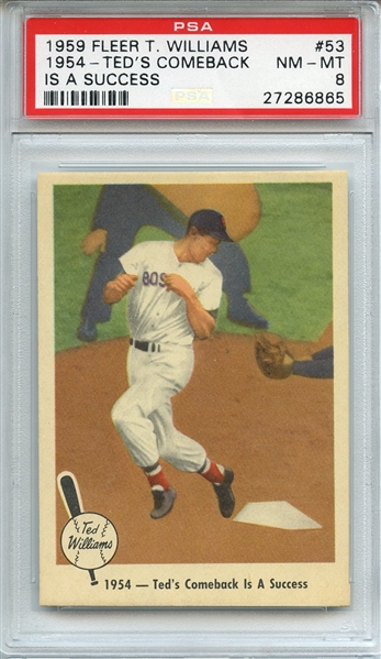 1959 FLEER TED WILLIAMS 53 1954-TED'S COMEBACK IS A SUCCESS PSA NM-MT 8