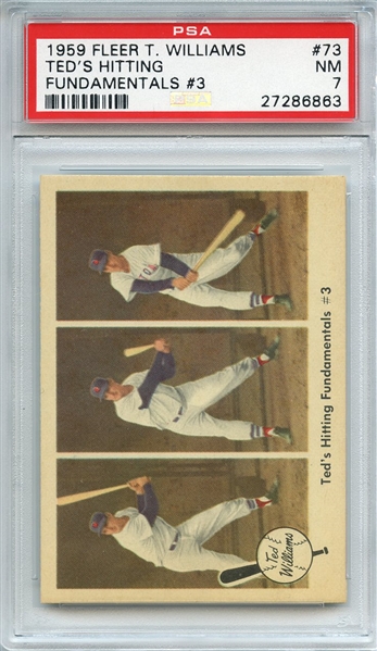 1959 FLEER TED WILLIAMS 73 TED'S HITTING FUNDAMENTALS #3 PSA NM 7