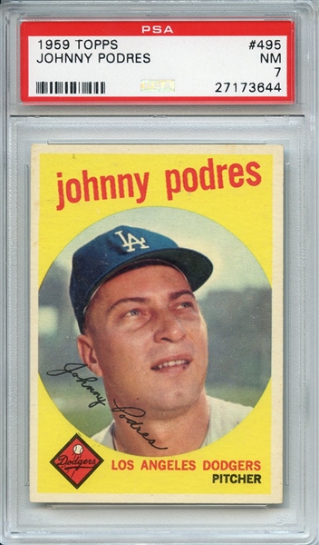 1959 TOPPS 495 JOHNNY PODRES PSA NM 7