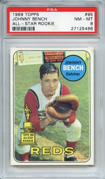 1969 TOPPS 95 JOHNNY BENCH ALL-STAR ROOKIE PSA NM-MT 8