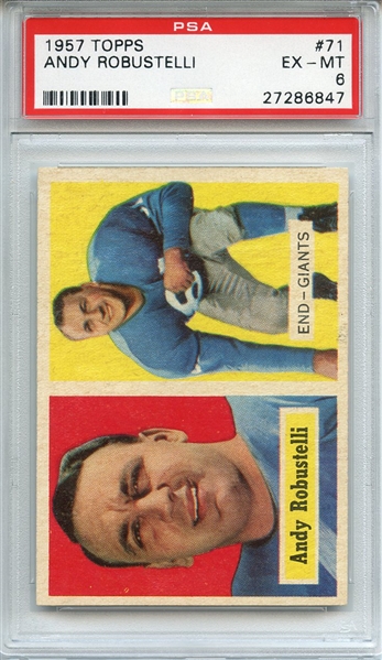 1957 TOPPS 71 ANDY ROBUSTELLI PSA EX-MT 6