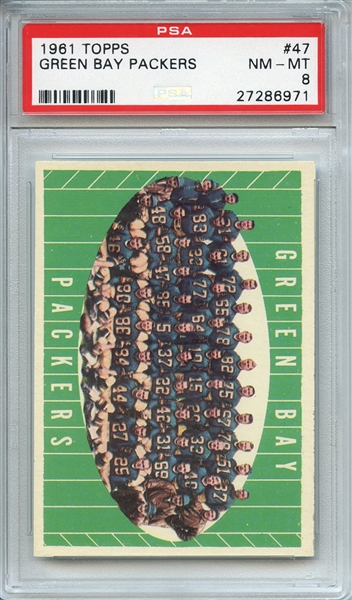 1961 TOPPS 47 GREEN BAY PACKERS PSA NM-MT 8
