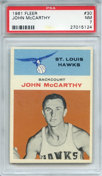 1961 FLEER 30 JOHN McCARTHY PSA NM 7