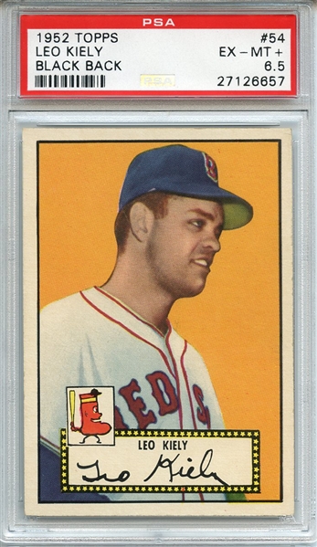 1952 TOPPS 54 LEO KIELY BLACK BACK PSA EX-MT+ 6.5