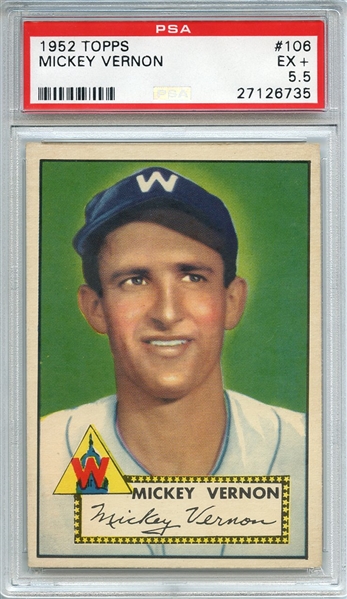 1952 TOPPS 106 MICKEY VERNON PSA EX+ 5.5