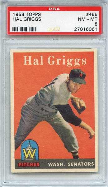 1958 TOPPS 455 HAL GRIGGS PSA NM-MT 8