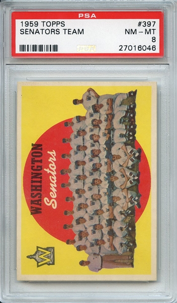 1959 TOPPS 397 SENATORS TEAM PSA NM-MT 8