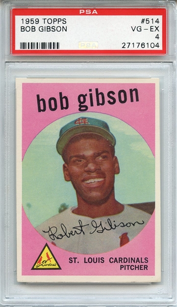1959 TOPPS 514 BOB GIBSON RC PSA VG-EX 4