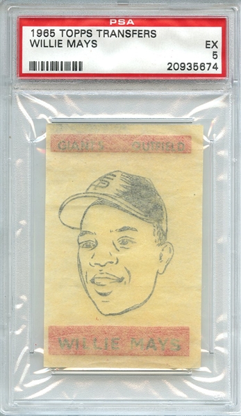 1965 TOPPS TRANSFERS WILLIE MAYS PSA EX 5