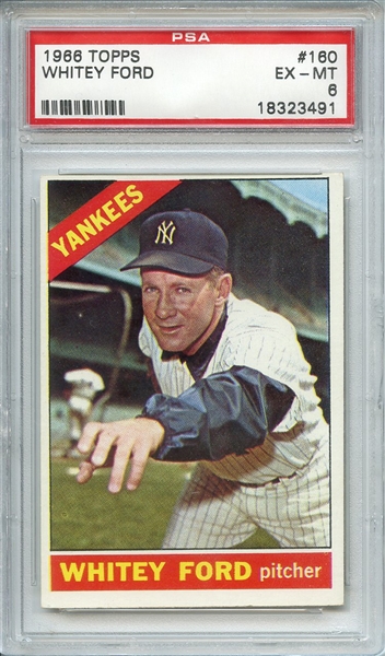 1966 TOPPS 160 WHITEY FORD PSA EX-MT 6