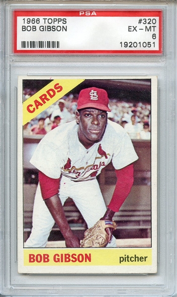 1966 TOPPS 320 BOB GIBSON PSA EX-MT 6