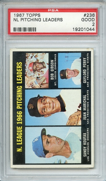 1967 TOPPS 236 NL PITCHING LEADERS PSA GOOD 2