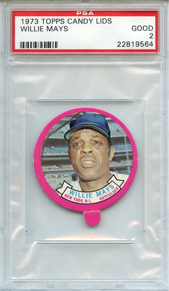 1973 TOPPS CANDY LIDS WILLIE MAYS PSA GOOD 2