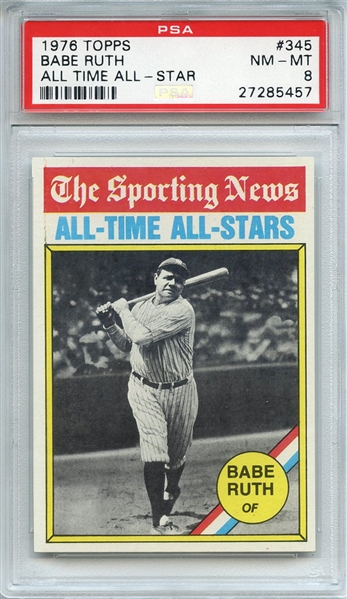 1976 TOPPS 345 BABE RUTH ALL TIME ALL-STAR PSA NM-MT 8