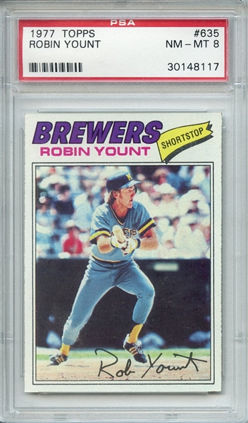 1977 TOPPS 635 ROBIN YOUNT PSA NM-MT 8