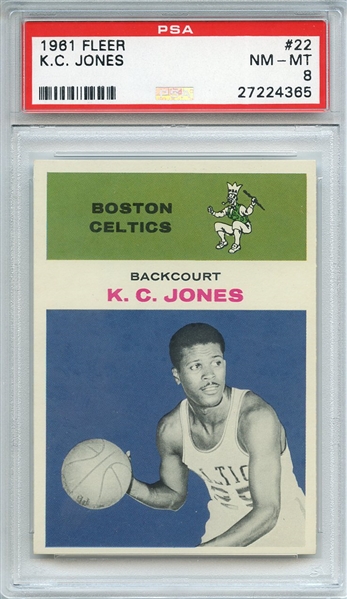 1961 FLEER 22 K.C. JONES RC PSA NM-MT 8