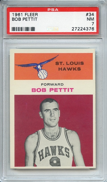 1961 FLEER 34 BOB PETTIT PSA NM 7