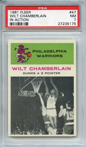 1961 FLEER 47 WILT CHAMBERLAIN IN ACTION PSA NM 7