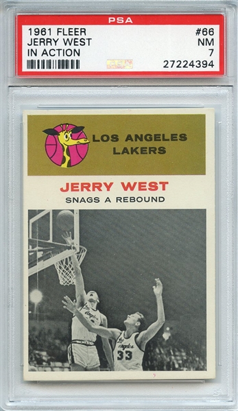 1961 FLEER 66 JERRY WEST IN ACTION PSA NM 7