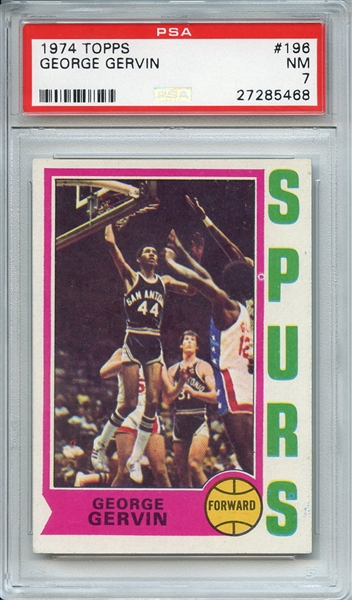 1974 TOPPS 196 GEORGE GERVIN RC PSA NM 7