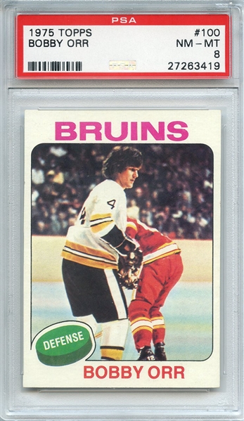 1975 TOPPS 100 BOBBY ORR PSA NM-MT 8