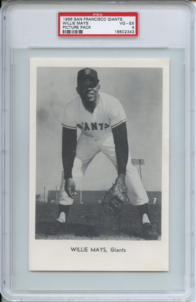 1966 SAN FRANCISCO GIANTS PICTURE PACK (NO LONGER GRADE/AUTHENTIC) WILLIE MAYS PICTURE PACK PSA VG-EX 4