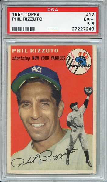 1954 TOPPS 17 PHIL RIZZUTO PSA EX+ 5.5