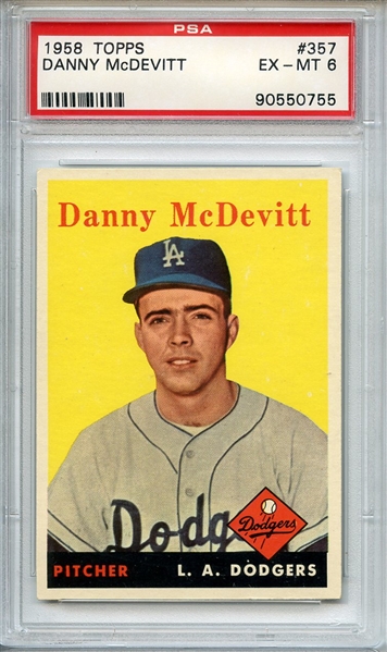 1958 TOPPS 357 DANNY McDEVITT PSA EX-MT 6