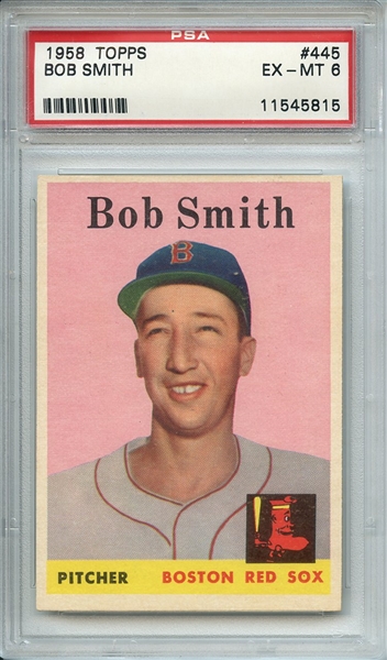 1958 TOPPS 445 BOB SMITH PSA EX-MT 6