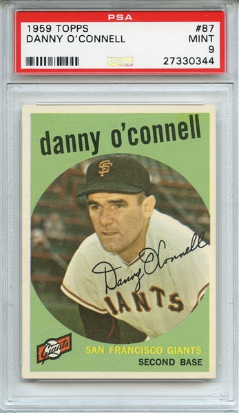 1959 TOPPS 87 DANNY O'CONNELL PSA MINT 9
