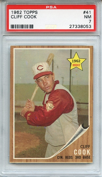 1962 TOPPS 41 CLIFF COOK PSA NM 7