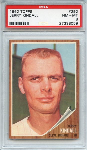 1962 TOPPS 292 JERRY KINDALL PSA NM-MT 8