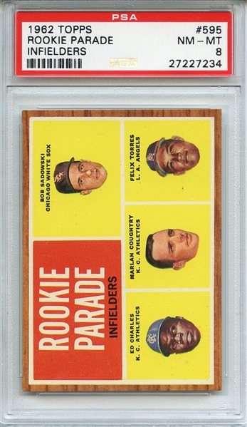 1962 TOPPS 595 ROOKIE PARADE INFIELDERS PSA NM-MT 8