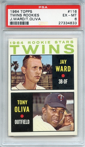 1964 TOPPS 116 TWINS ROOKIES J.WARD/T.OLIVA PSA EX-MT 6