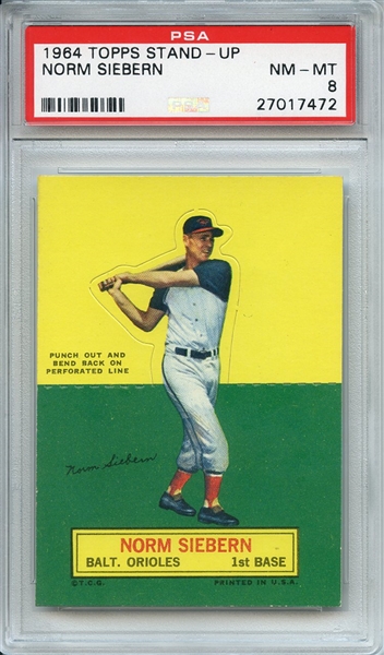 1964 TOPPS STAND-UP NORM SIEBERN PSA NM-MT 8