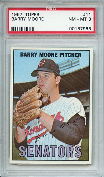 1967 TOPPS 11 BARRY MOORE PSA NM-MT 8