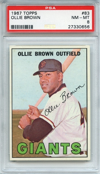 1967 TOPPS 83 OLLIE BROWN PSA NM-MT 8