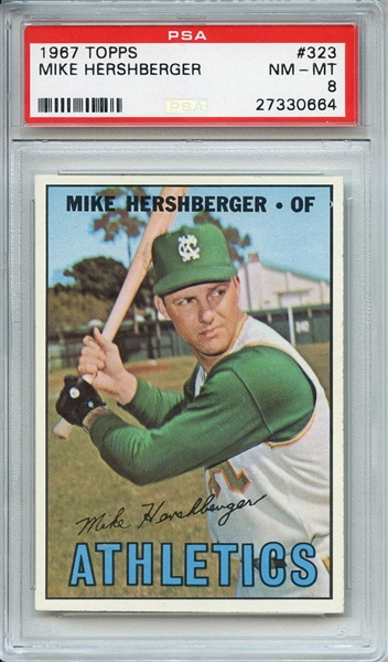 1967 TOPPS 323 MIKE HERSHBERGER PSA NM-MT 8