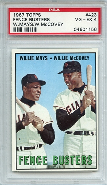 1967 TOPPS 423 FENCE BUSTERS W.MAYS/W.McCOVEY PSA VG-EX 4